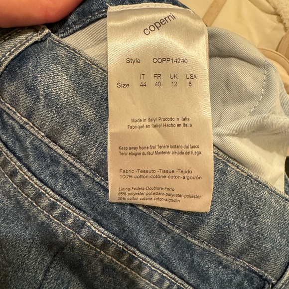 COPERNI  STRAIGHT SHIMMER LEG COATED DENIM JEANS IRIDESCENT BLUE US 8 FR 40 - Picture 8 of 9